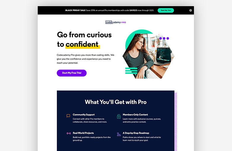 Smart Traffic Landing Page Variant - Codecademy