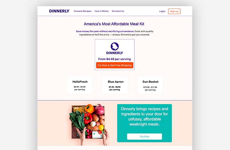 Smart Traffic Landing Page Example - Dinnerly