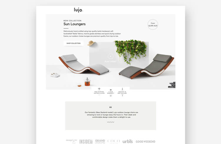 Best Landing Page Design: Lujo