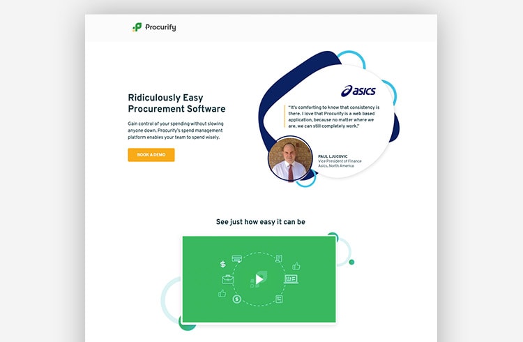SaaS Landing Page Example - Procurify (Video Ad)