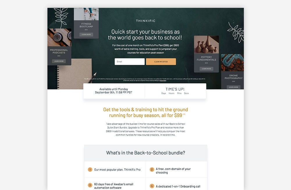 SaaS Landing Page Example - Thinkific