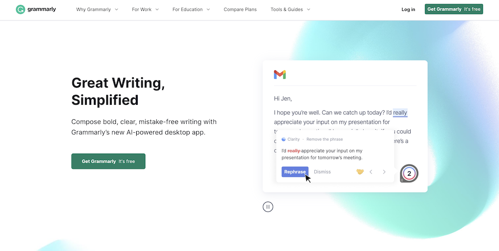 Grammarly, an AI marketing tool for improving your writing