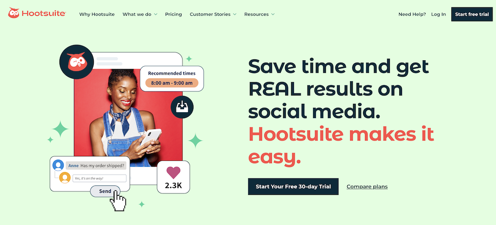 Hootsuite, a comprehensive social media AI marketing tool