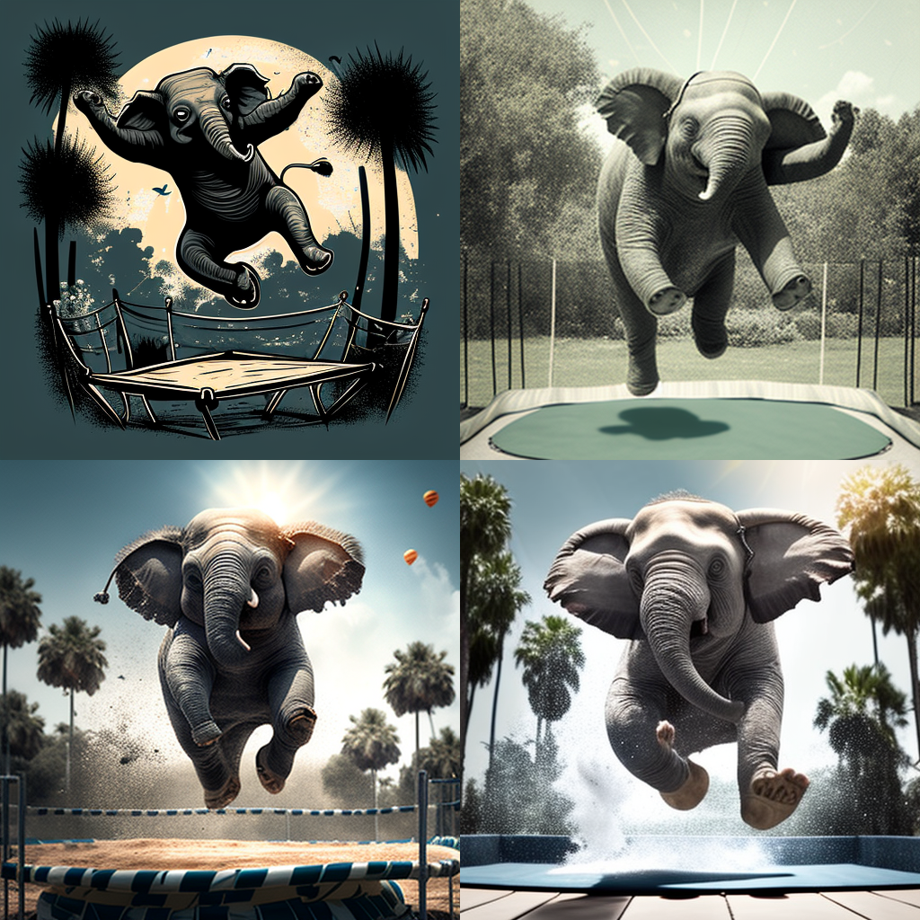 More finalized AI-generated elephant images.